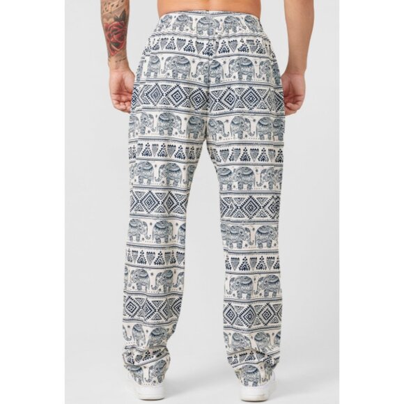 Young LA Ugly A** Pant Tribal Elephants Ivory Navy Thai Exercise Lifting Joggers - Picture 2 of 12
